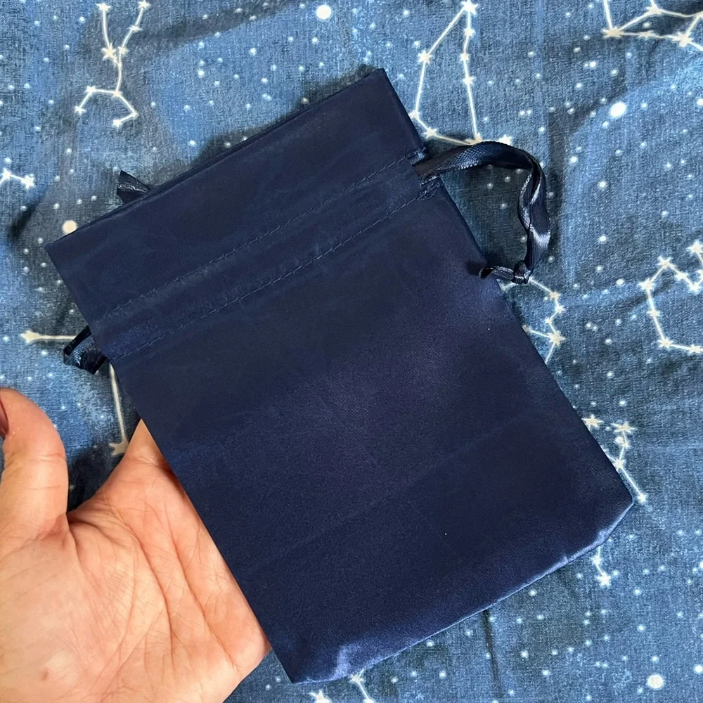 Pretty Navy Blue Satin String Pouches Bundle of 60